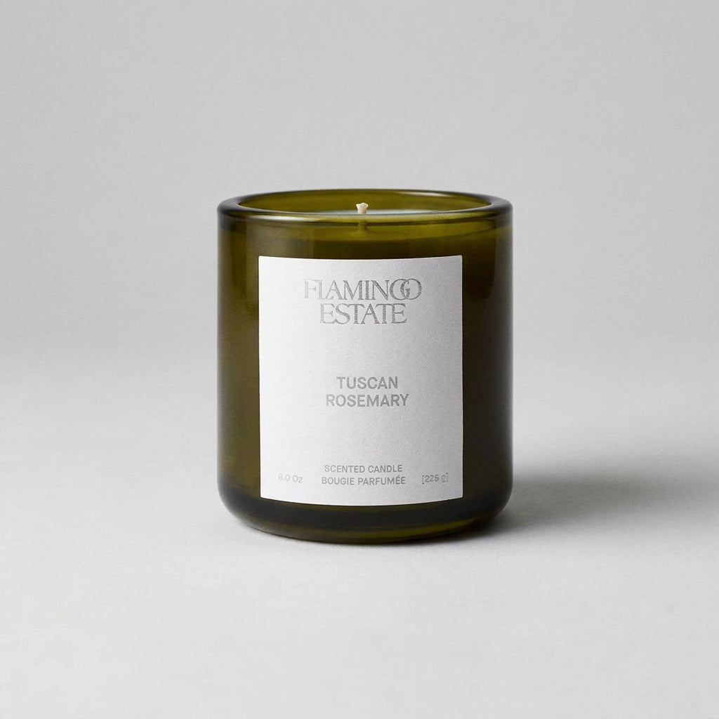 Scented candle with a label on a white background